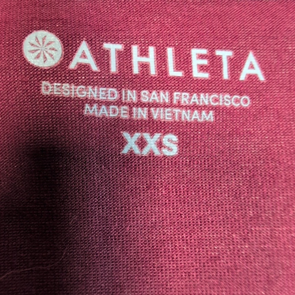 Athleta Shirt Womens XXS Maroon Tee Athletic‎ Stretch Active Wear Yoga Comfort - Picture 5 of 8